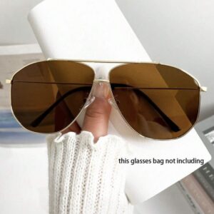 SHEIN aviator sunglasses in dark tea brown and gold frame