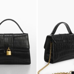 Mango top handle croc effect mini bag in black