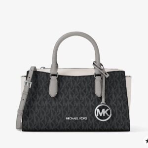 Michael kors ARDEN SMALL COLOR-BLOCK SIGNATURE logo messenger bag in black combo
