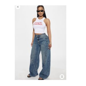 Fashionnova Taking Space Baggy Jeans - Dark Wash