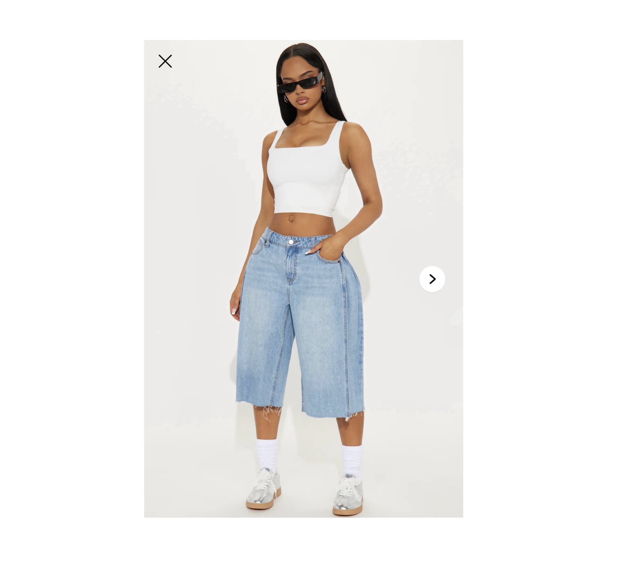 Fashionnova Aleksa pleated non stretch denim jorts in light wash Fashionnova Aleksa pleated non stretch denim jorts in light wash
