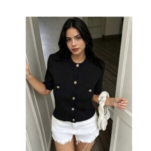 SHEIN solid knit top in black  12/14