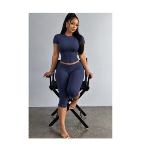 SHEIN two piece active wear /lounge wear in light navy blue L