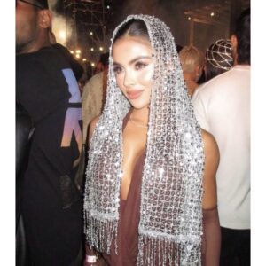 Shein shiny sequin decorated party scarf in silver
