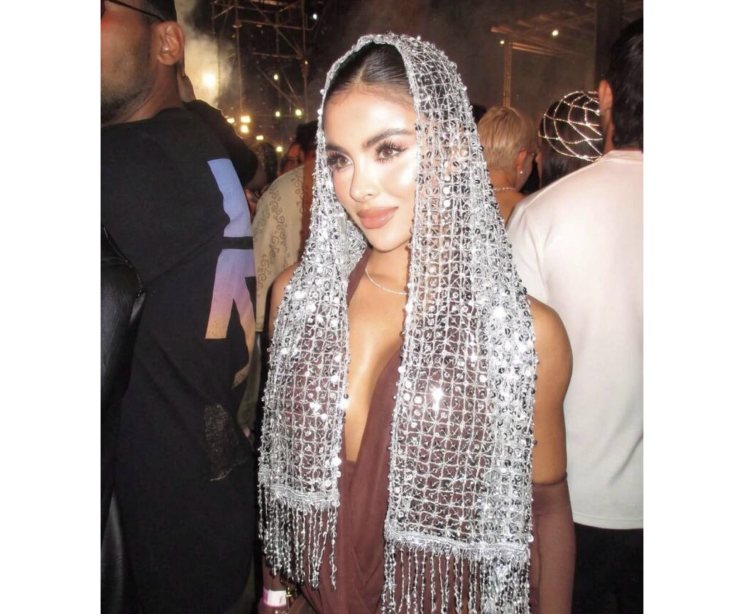 Shein shiny sequin decorated party scarf in silver Shein shiny sequin decorated party scarf in silver