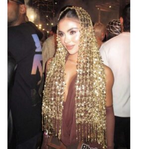 Shein shiny sequin decorated party scarf in gold