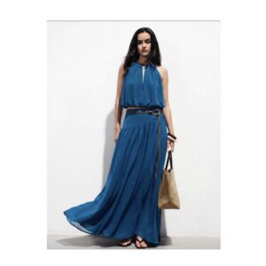 SHEIN tank two piece skirt set in teal blue chiffon XL