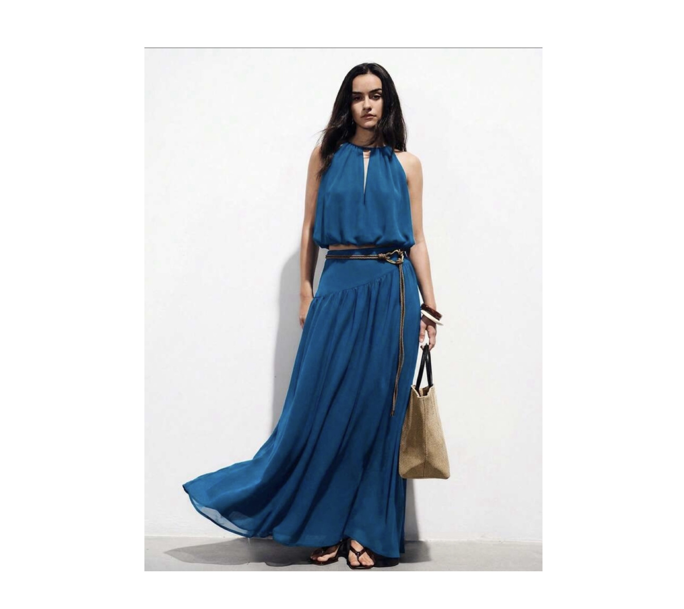 SHEIN tank two piece skirt set in teal blue chiffon XL SHEIN tank two piece skirt set in teal blue chiffon XL