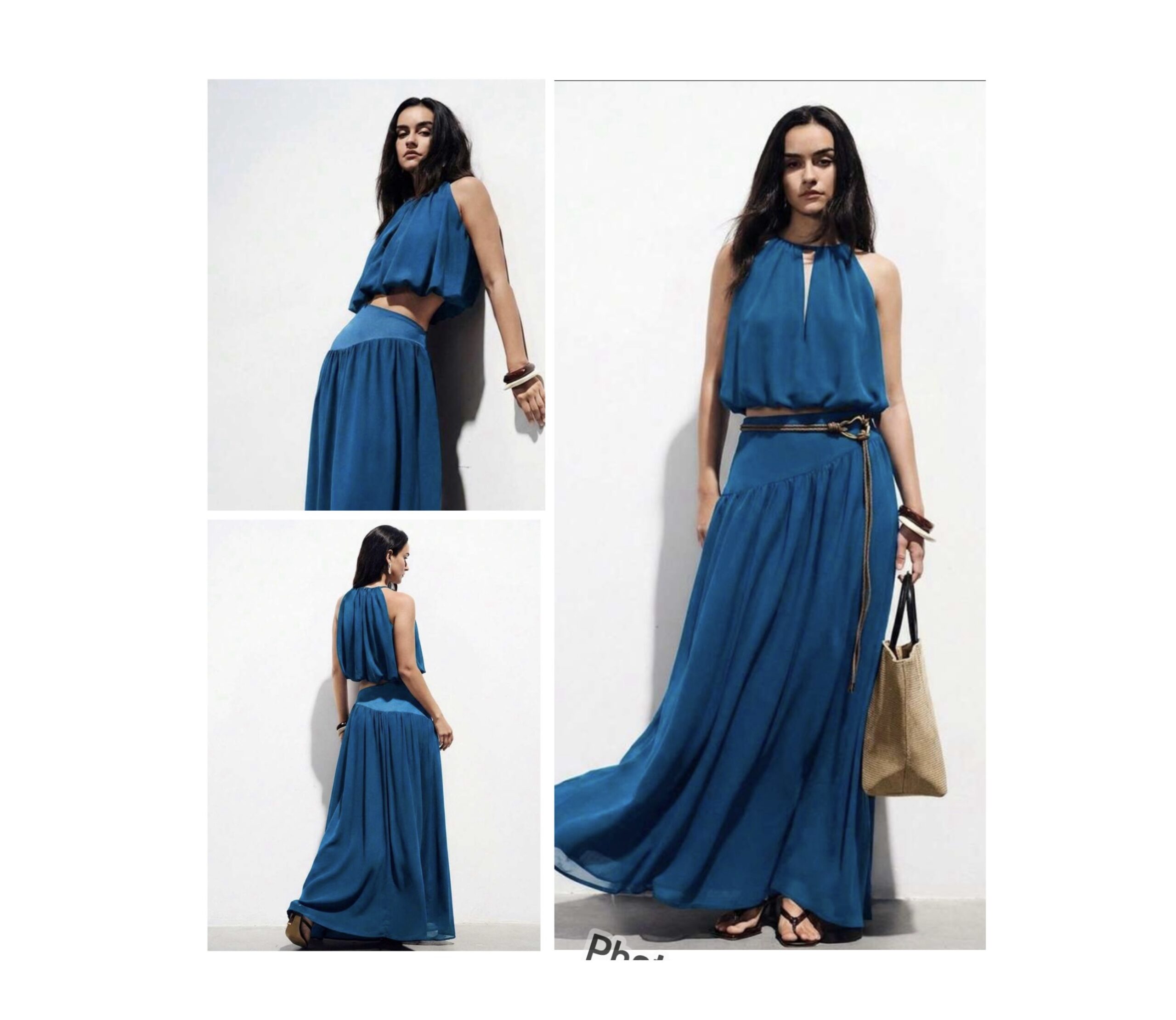 SHEIN tank two piece skirt set in teal blue chiffon XL SHEIN tank two piece skirt set in teal blue chiffon XL - Image 2