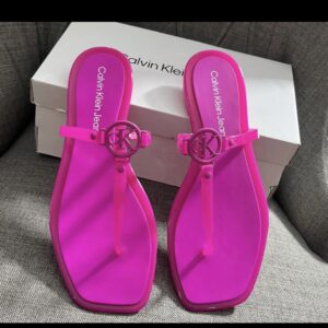 Calvin klein  edhen open toe jelly thong flat slippers in pink 40