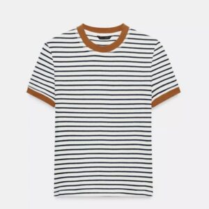 Zara striped short sleeve  Tshirt top  with orange detail L