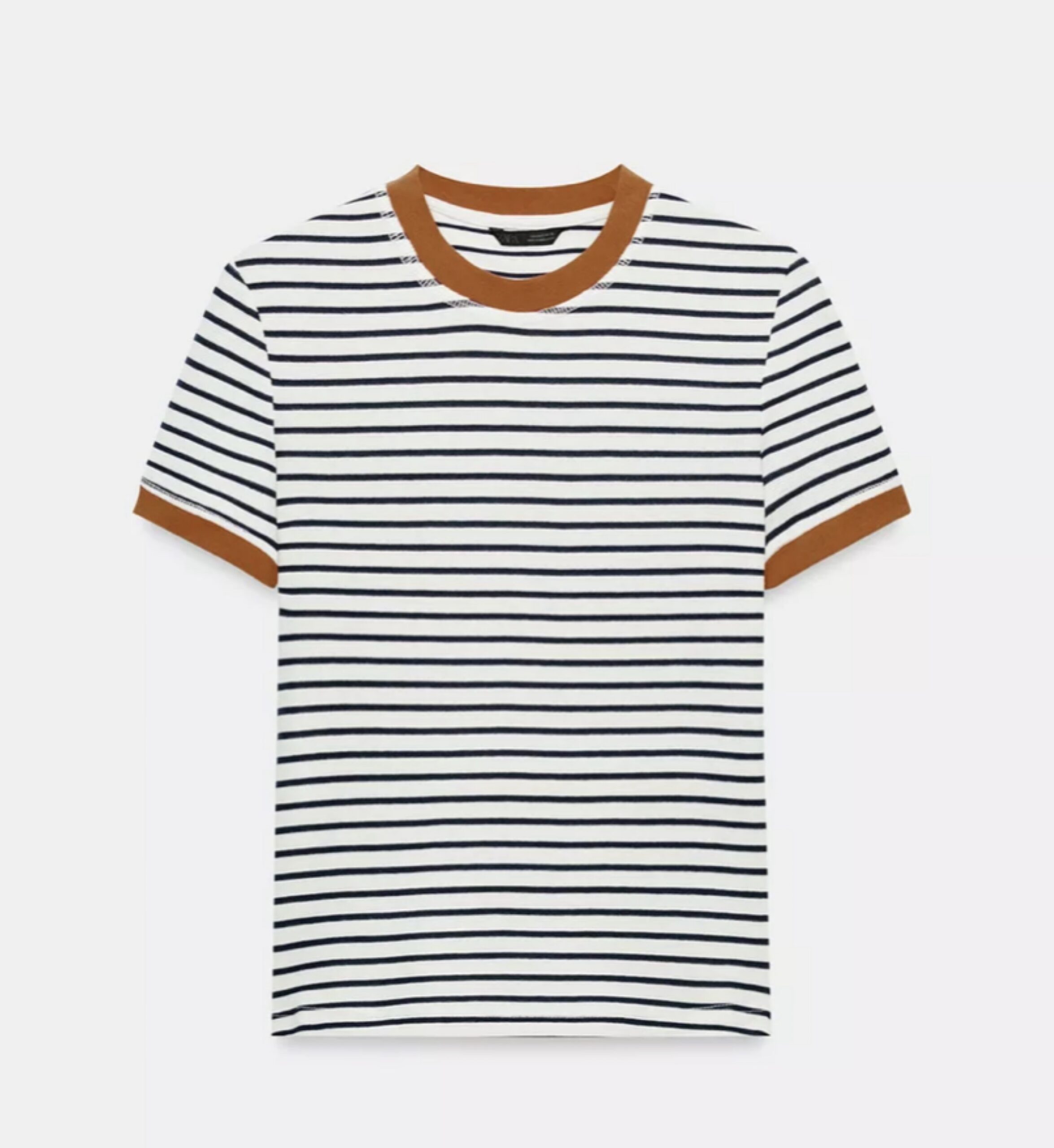 Zara striped short sleeve Tshirt top with orange detail L Zara striped short sleeve Tshirt top with orange detail L