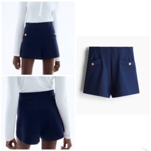 H & M interlock short in navy blue with gold details L