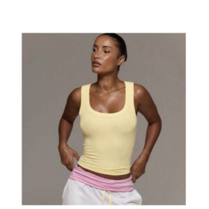 SHEIN tank scoop neck fitted  top in light yellow M
