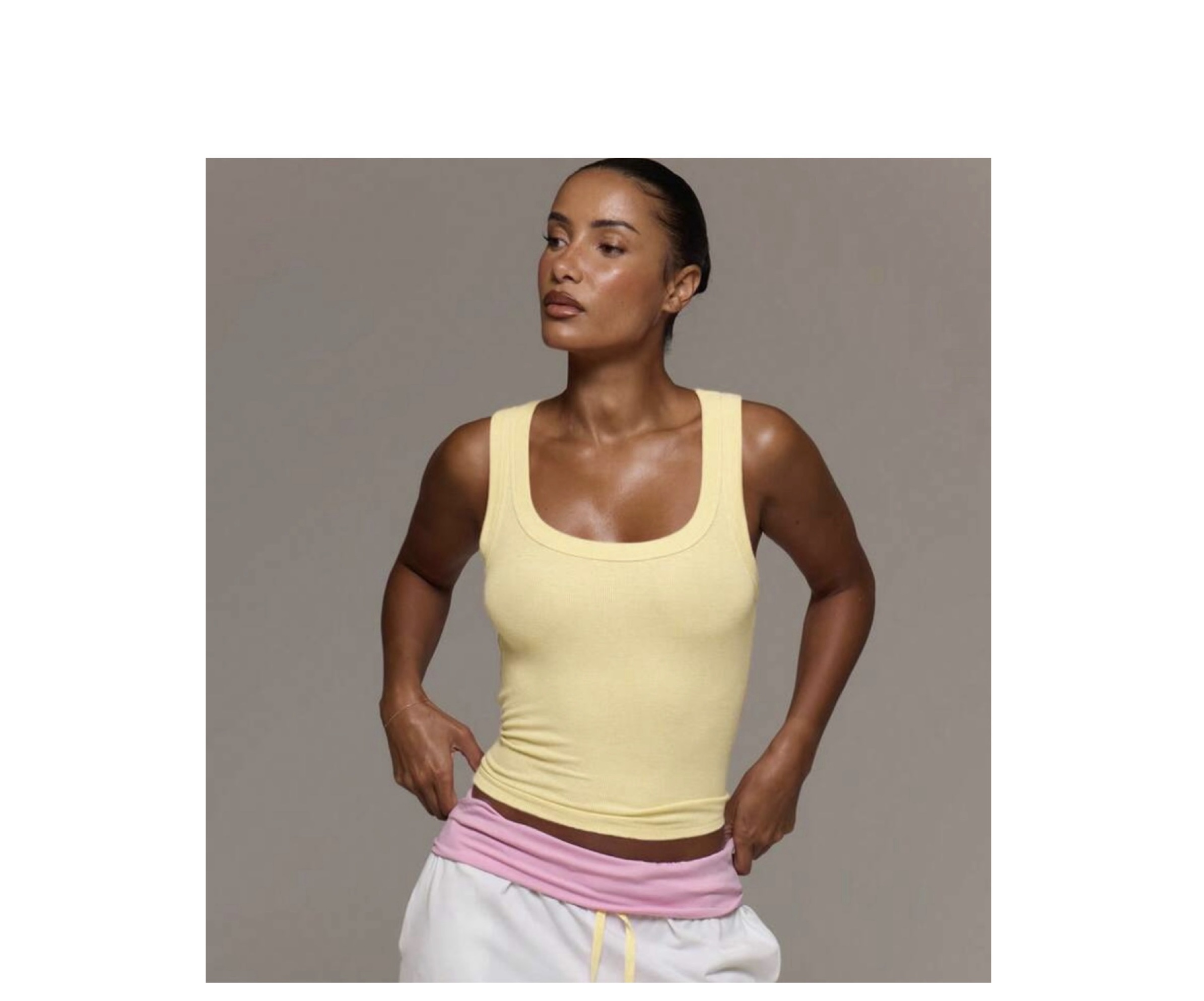 SHEIN tank scoop neck fitted top in light yellow M SHEIN tank scoop neck fitted top in light yellow M