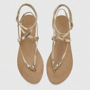 SHEIN ankle strap flat sandals in gold 41