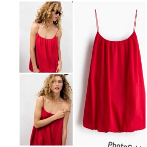 H & M  cami bubble hem strappy dress in red