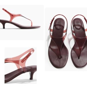 H & M kitten heeled flat sandals in plum red 42