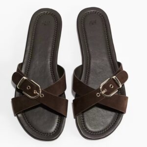 H & M crossover strap sandals in dark brown  flat slippers 39