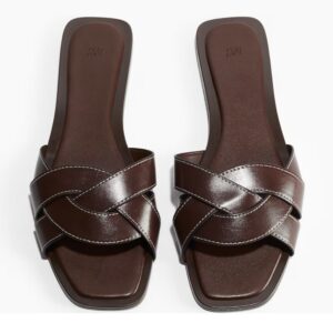 H & M solid braided sandals in brown flat slippers
