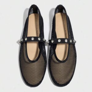Shein net rhinestone mesh flat shoe in black