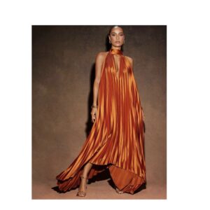 SHEIN sexy pleated halter backless classy dress in brown like burnt  orange L
