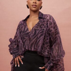 SHEIN classy high low top in animal print in purple mix