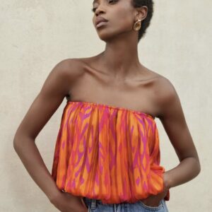 SHEIN colorful tube chiffon top in orange mix