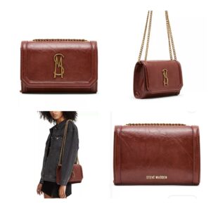 Steve Madden Larisae Small Magnetic Snap Crossbody Handbag in rust brown