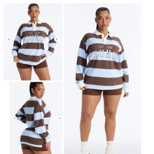 Fashionnova Soho Stripe Polo Fold Over Waistband Short Set -Brown / blue Combo
Two piece