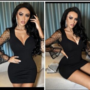 SHEIN bestseller organza sleeve mesh dress in black