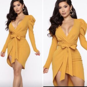 Fashionnova mustard sexy bodycon dress