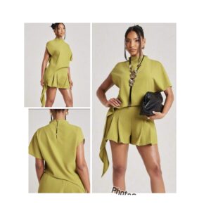 SHEIN classy two piece short set in lemon green