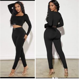 SHEIN leggings two piece write up set in black