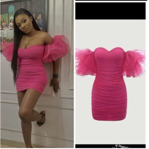 Shein party hot pink exaggerated sleeves dress 10/12