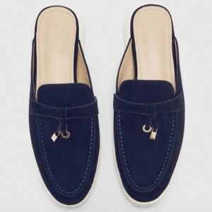 SHEIN flat shoe mule with metal decor in navy blue