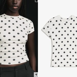 Bershka short sleeve round neck Tshirt in white polka dot