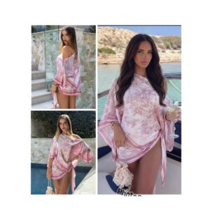 SHEIN two piece scarf style boho beach vacation style  in bikini swim suit in pink multi purpose 12/14