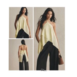 SHEIN halter classy yellow  top in light yellow