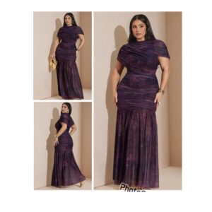 SHEIN plus classy drape dress in multicolor  maxi purple mix 16