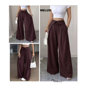 SHEIN pinstripe widely trousers barrel in dark red burgundy purple  L