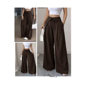 SHEIN pinstripe widely trousers barrel in brown XL