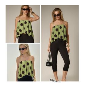 SHEIN cami polka top in green  10