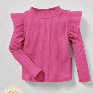 shein pink baby girl shoulder ruffle top kids