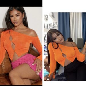 Shein hot orange open front crop top 10