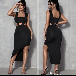 Shein asymmetric cut out black sexy dress