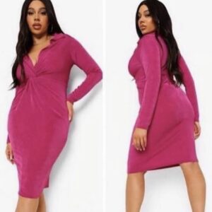 Boohoo pink lycra bodycon dress