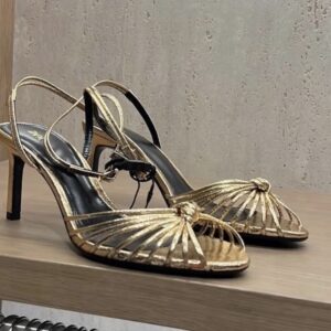 Zara metallic knotted heel sandals in gold 41