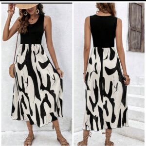 shein casual A-line dress in black &white tank 12/14