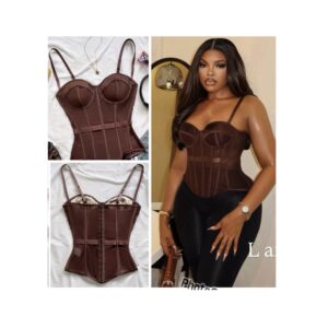 Shein retro cami corset top in brown 10